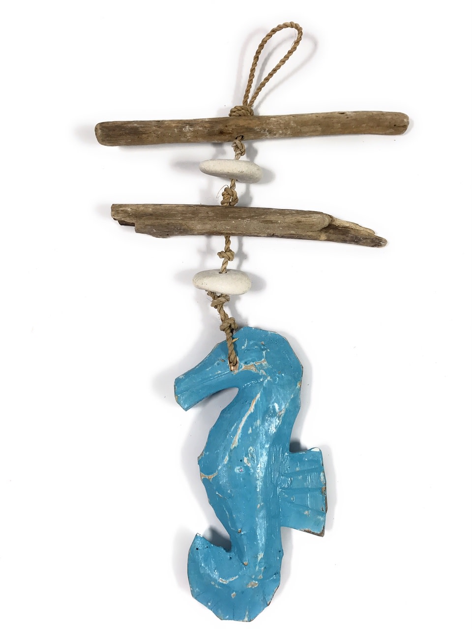 Driftwood Seahorse Garland w/ White Stone 12" Blue | #lis3101030 Driftwood Seahorse Garland w/ White Stone 12" Blue | #lis3101030